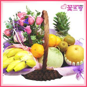 [과일바구니7호]맛좋고싱싱한 꽃과일바구니 꽃/병문안/출산/생일/연주회/각종기념일/전국당일배송
