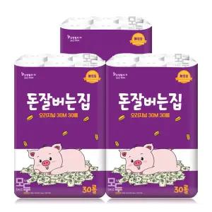삼정펄프 돈잘버는집 30M 30롤x3팩 /화장지 두루마리 휴지