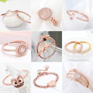 여자 패션 레이어드 큐빅 코인 프리사이즈 부엉이 심플 데일리 우정 체인 반지 링