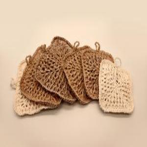 천연소재 핸드메이드 손뜨개   사각  삼베 수세미/제로웨이스트/미세플라스틱 NO