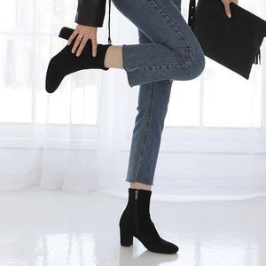 [오늘출발] 260까지 4cm,6cm 여리여리 베르체 쫀쫀스판 삭스 앵클부츠