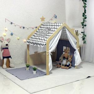 [키즈돔]네추럴 원목 하우스 일반형 플레이텐트(지그재그)