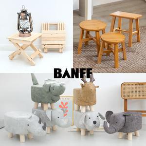 접이식 원목 스툴의자 간이 인테리어 보조의자 화장대 풋스툴 미니 사각 원형 수납