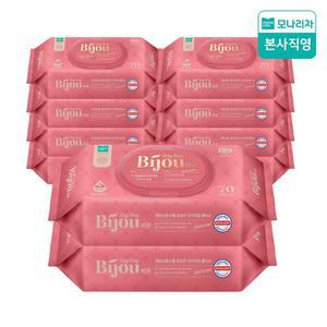 [모나리자]아쿠아코랄 베이비 물티슈 (캡형) 70매10팩 / 고평량 도톰한 엠보싱 아기물티슈