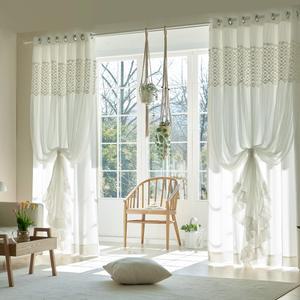 리에나 레이스 분리형 이중 화이트 암막커튼 특대형 거실커튼 이중커튼