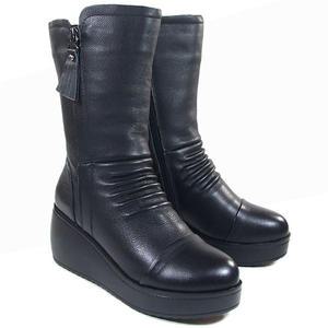 [뮤즈몰] HC2200 / 7cm통굽 가죽 여성부츠/키높이/웨지힐/털부츠/미들/앵클/앵글/겨울/구두/신발