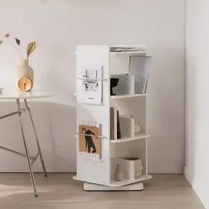 삼익가구 포어 3단 전면 회전책장 화이트