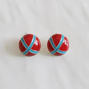 [수호쥬얼리]dd45 레드 라운드 엔틱 볼드 귀걸이&귀찌 2type