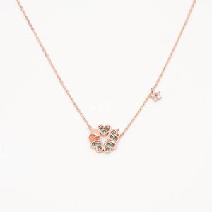 14k 챠보라이트 크로바 목걸이 OPJJN6193