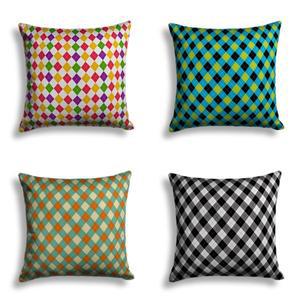 [모노기와]블랙 민트 블루 골드 아가일 체크 등받이 인테리어 쿠션커버 50x50 25type