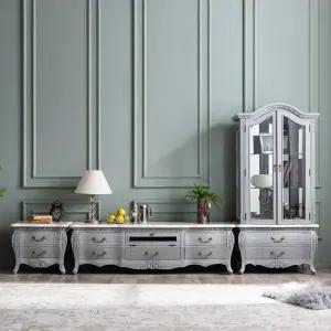 [퍼니트랜드] 엔틱가구 뉴퍼니 그레이 거실장 협탁 세트