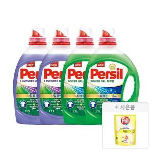 퍼실 드럼/일반 겸용 액체세제 라벤더 2.7L, 2개+파워젤 2.7L, 2개+증정(프릴 시크릿 오브 베이킹소다 레몬 300ml, 1개)
