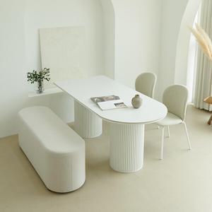 나무뜰 플랑 반타원형 세라믹 원통 템바보드 8인용 식탁 테이블 1800 VDF135C