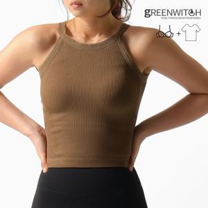 [그리니치]골지 크롭 브라탑 홀터넥 캡나시 필라테스 요가복