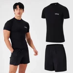 남자 머슬핏 반팔 래쉬가드 보드숏 반바지 세트  스윔웨어 스윔팬츠 상하의 수영복 바지 바캉스룩 휴양지룩 워터파크 캐리비안베이 호캉스 호텔 수영복