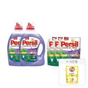 퍼실 라벤더 드럼/일반 겸용 2.7L 2개+리필1.8L 3개+증정(프릴 시크릿 오브 베이킹소다 레몬 300ml, 1개)