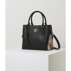 [갤러리아] DCBA4E504 닥스 블랙 체크배색 가죽 토트백 M