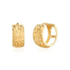 [모룬] 14K/18K 샤인 하프 컷팅 원터치 링 귀걸이 한쌍 MOE40330