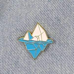 CQZ096 녹아내리는 시간 되돌릴 수 없는 눈물 빙하 환경 보호 뱃지 브로치