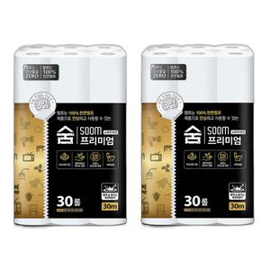 숨 프리미엄 3겹 천연펄프 30M 30롤 2팩