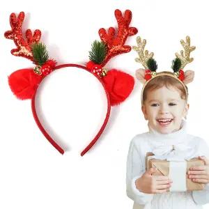 (산타핫딜) 방울 버섯 루돌프 머리띠/딸랑이 체리 머리 밴드/산타 장식 헤어핀/크리스마스 파티 머리핀/210번