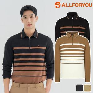 올포유남성 티셔츠 카라티 반집업 긴팔 줄무늬 겨울