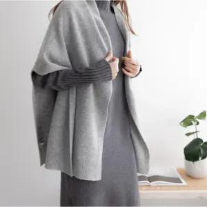 LYF 그레이 니트 숄 케이프 캐시미어 베이지 핑크 차콜 Q0376
