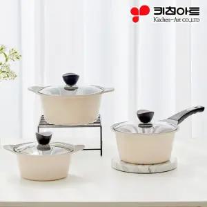 키친아트 줄리엣 세라믹 냄비 3종세트 냄비세트(베이지)