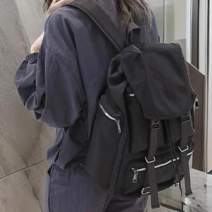 여자 주머니많은 지퍼 버클 천배낭 백팩