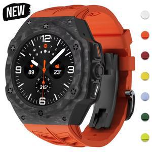 갤럭시 시계 울트라 47mm 탄소 섬유 수정 케이스 스트랩 갤럭시 Watch7 울트라 밴드 액세서리에 대한 럭셔리 모드 키트