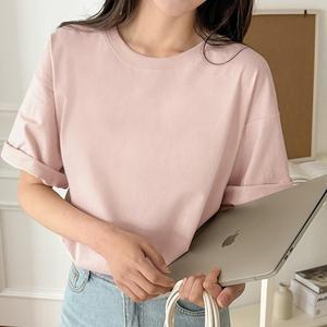 [공구우먼] [제작] 촉촉하고 소프트한 라운드넥 반팔 티셔츠 80968 빅사이즈여성의류