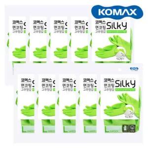 코멕스 면코팅 실키 고무장갑 그린L대 X 10개