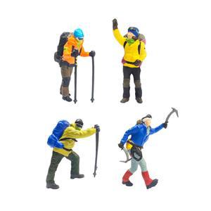 4X 수지 1/87 미니어처 모델 등산 피규어 풍경 캐릭터 인형 작은 사람들 디오라마 장면 DIY 프로젝트 장식 용품