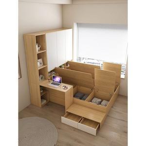 침대 옷장 일체형 모던 책상 단단한 수납형침대 프레임 원목