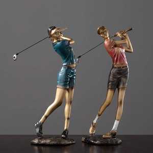 골퍼 스윙 장식품 골프치는 남녀 커플 조각상 골프샵 인테리어 소품 개업선물