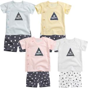 아기옷 여름내복 국내생산 세모친구 쟈가드내의(반팔) 유아상하복세트 백일 돌 실내복_그린베베