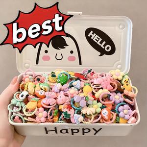 [40개 랜덤] 대용량 유아고무줄 어린이 여아 안아픈 머리끈 작은 아기고무줄 무매듭 귀여미캐릭터머리끈 랜