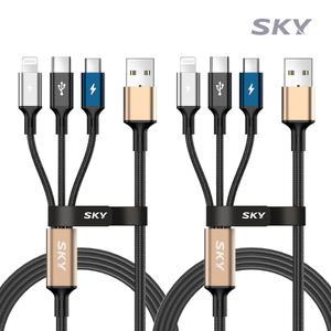 [1+1] 스카이 3in1 27W 멀티 고속 충전 케이블 USB C타입 8핀 5핀 아이폰 A2-3IN1