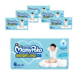 마미포코 하이퍼드라이팬티 4단계 대형 남아용 42매 6팩 강력한 흡수력 뽀송깔끔 옆샘방지