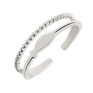 [미니아트]듀엣 92.5 실버 링 물고기 두줄 프리사이즈 은 반지