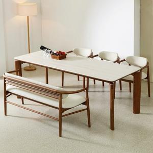 아벨스 애쉬 원목 포세린 세라믹 6인 식탁세트 벤치1개+의자3개)