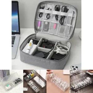 케이블 충전기 수납 파우치 디지털기기 보관 가방/칸막이/대용량/분리/보관/손잡이/방수/파우치/정리백