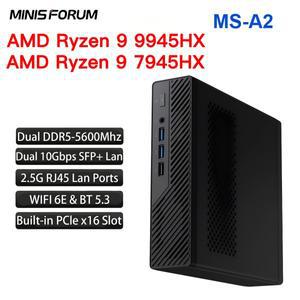미니스포럼 MS-A2 미니 PC AMD 라이젠 9 9955HX/7945HX 윈도우 11 DDR5 PCIe SSD WIFI6E BT5.2 듀얼 10G SF
