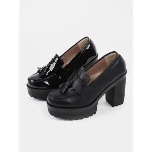 [하프클럽/]국내제작 태슬 통굽 로퍼힐 10cm