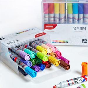 모나미 유성마카 유성매직 24색 세트 (둥근닙:1.5mm,사각닙:2.0-6.0mm)