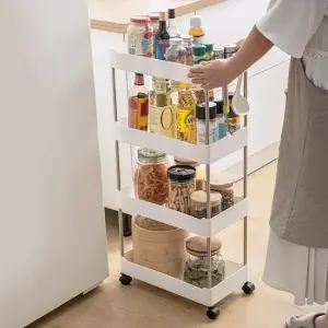 이동식 트롤리 바퀴달린 틈새 선반 3단 4단 200 틈새수납장 플라스틱서랍장 주방선반 수납함