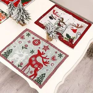 크리스마스 테이블장식 자수 매트 북유럽 사각 식탁보 크리스마스식탁보 크리스마스테이블보