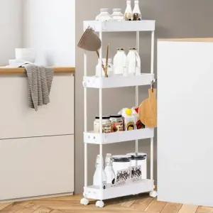 슬림트롤리4단 세탁실틈새 이동선반 미니 트레이 정리 틈새선반 이동식트롤리