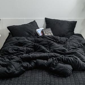 고품질 플란넬 극세사 양면 이불베개세트 Q 블랙 침구세트 겨울이불세트 극세사침구세트 (WFGDSHQ)