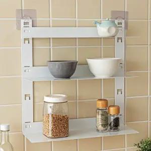 무타공 못없이 벽에붙이는 3단 철제 미니 벽걸이선반 무지주벽선반 화장실선반 수납선반